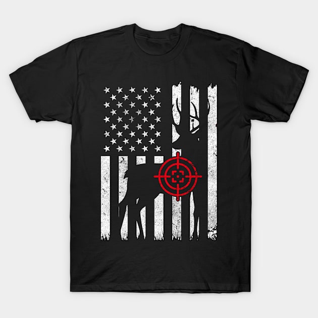 American Flag Deer Hunting T-Shirt by Smartdoc